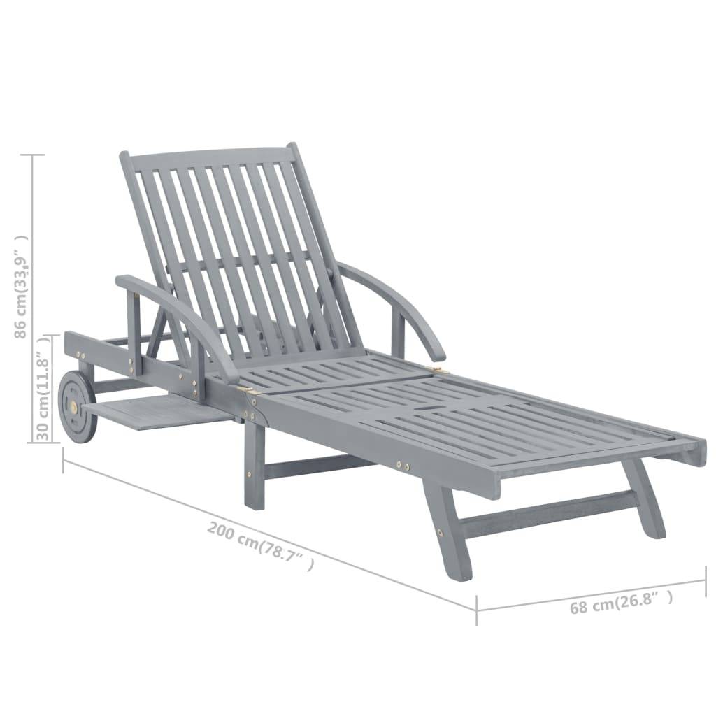 Bain de Soleil Terrasse Bois Acacia Gris Massif Tablette Latérale Coussin Rouge – ComfortXL Outdoor Living - Image 7
