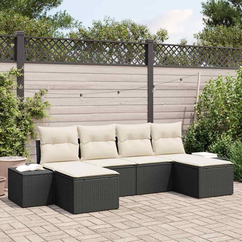 Salon de jardin 6 places en polyrotin design modulable pour terrasse Noir – ComfortXL Outdoor Living - Image 1