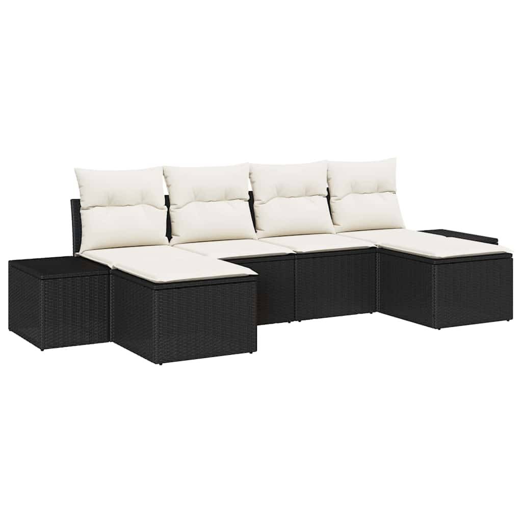 Salon de jardin 6 places en polyrotin design modulable pour terrasse Noir – ComfortXL Outdoor Living - Image 2