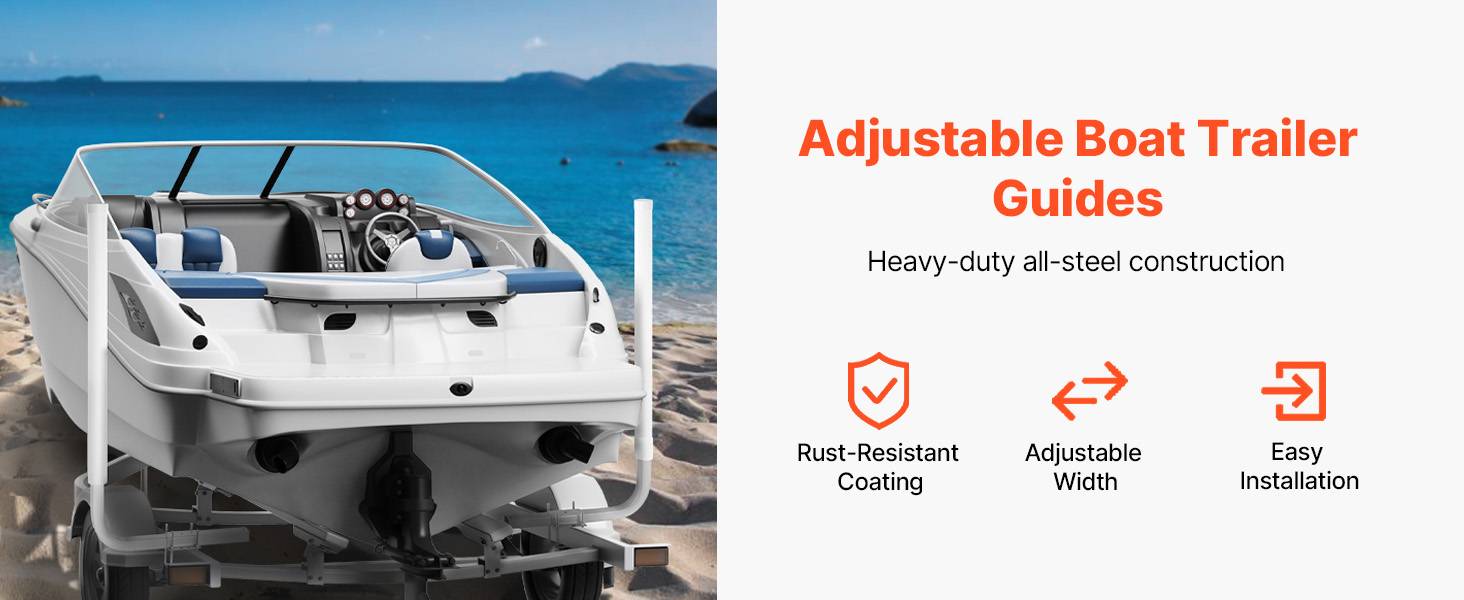 Vevor - VEVOR Guides remorque bateau 159 cm, largeur réglable 30 cm, acier, tube PVC. - Image 9