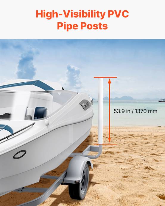 Vevor - VEVOR Guides remorque bateau 159 cm, largeur réglable 30 cm, acier, tube PVC. - Image 5