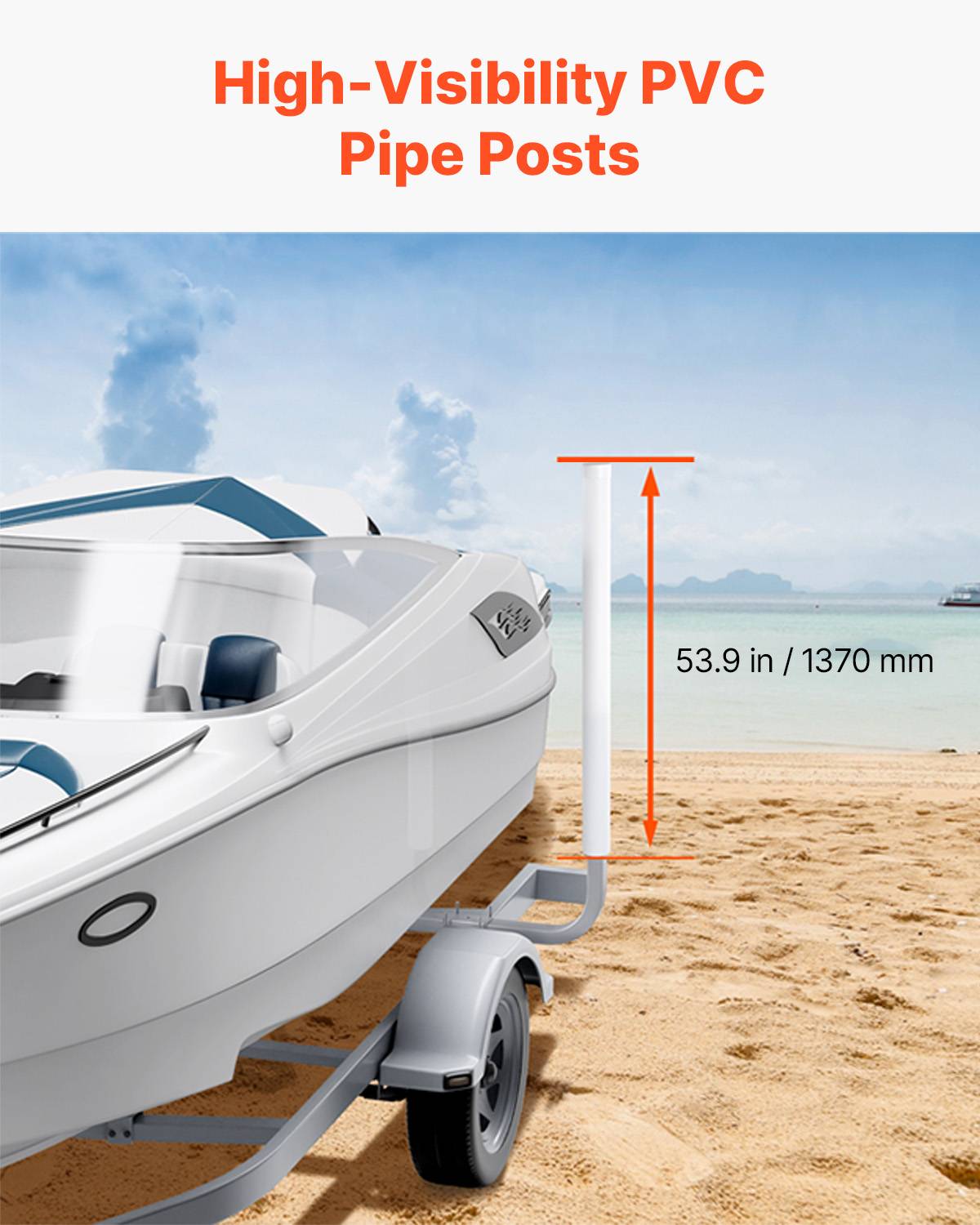 Vevor - VEVOR Guides remorque bateau 159 cm, largeur réglable 30 cm, acier, tube PVC. - Image 5