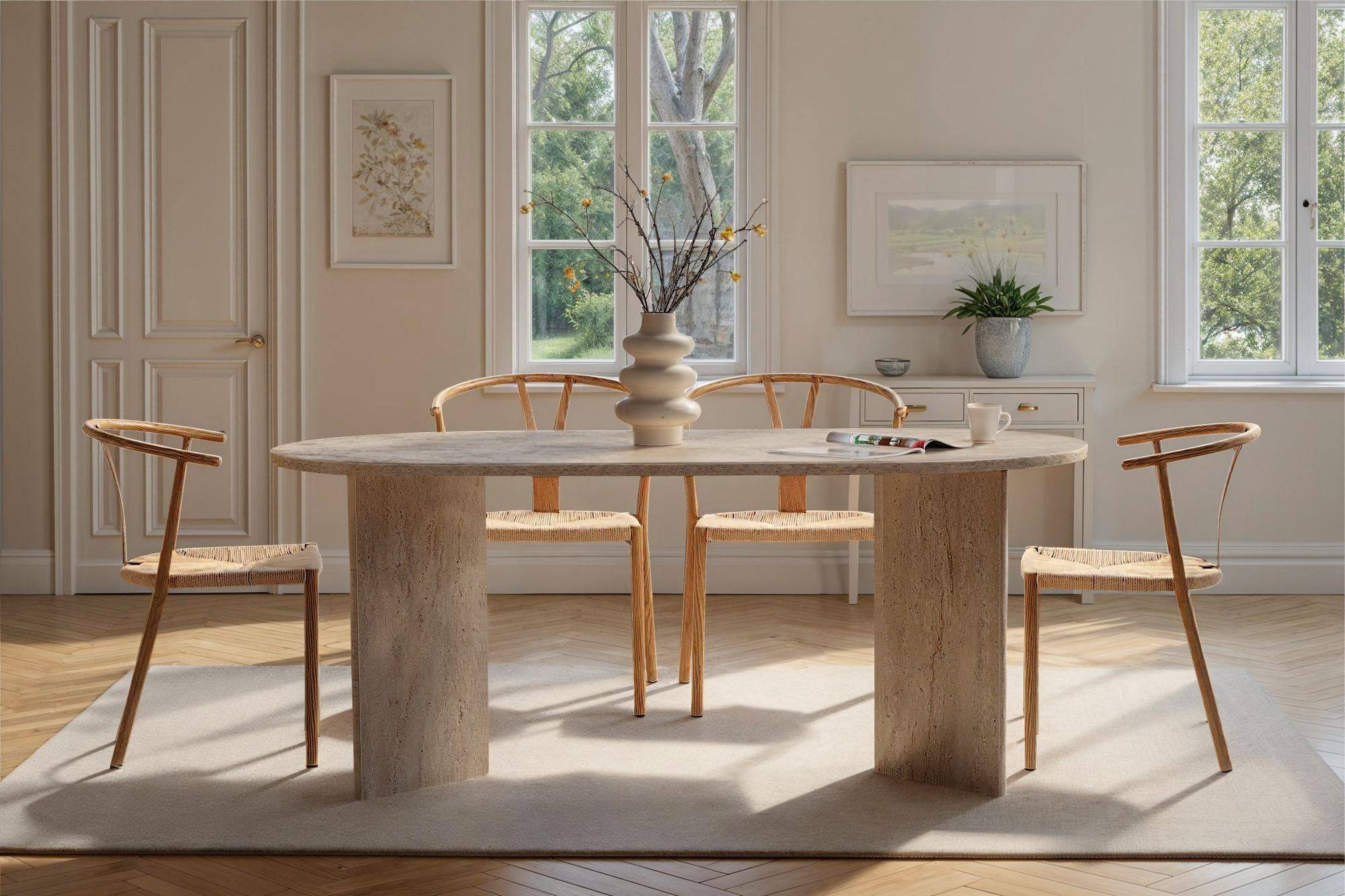 Hanah Home - Table à Manger En Bois "sablin" - 180 X 89 X 75 Cm - Travertin -hanah Home - Image 3