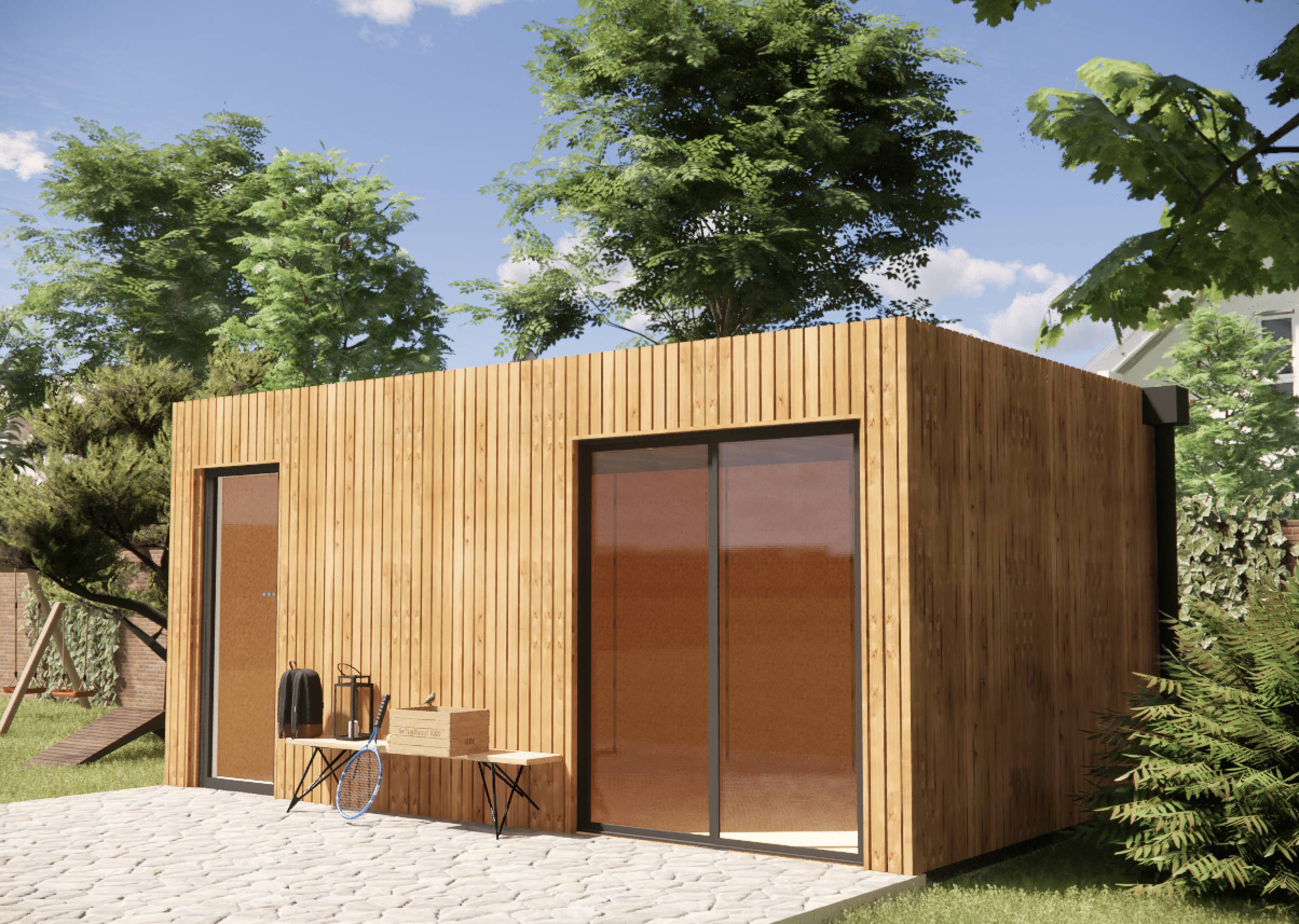 Sans Marque - Extension maison en bois en bois 5,5 x 3,5 x 2,7 m avec plancher isolé - Image 6