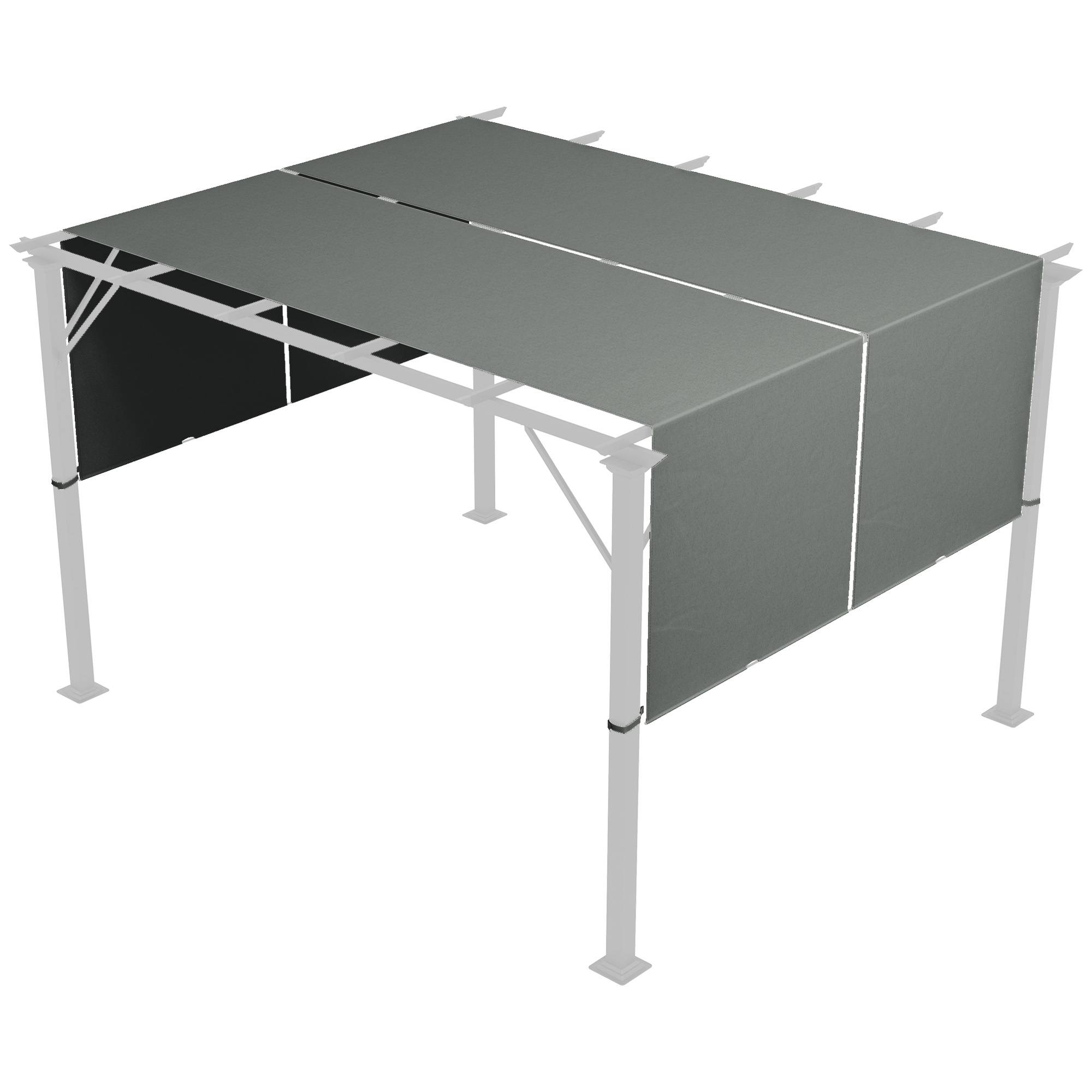 Lot de 2 toiles de rechange pergola rétractable 4,9 x 1,2 m pour pergola de 3 x 3 m polyester protection UV gris foncé - Image 1