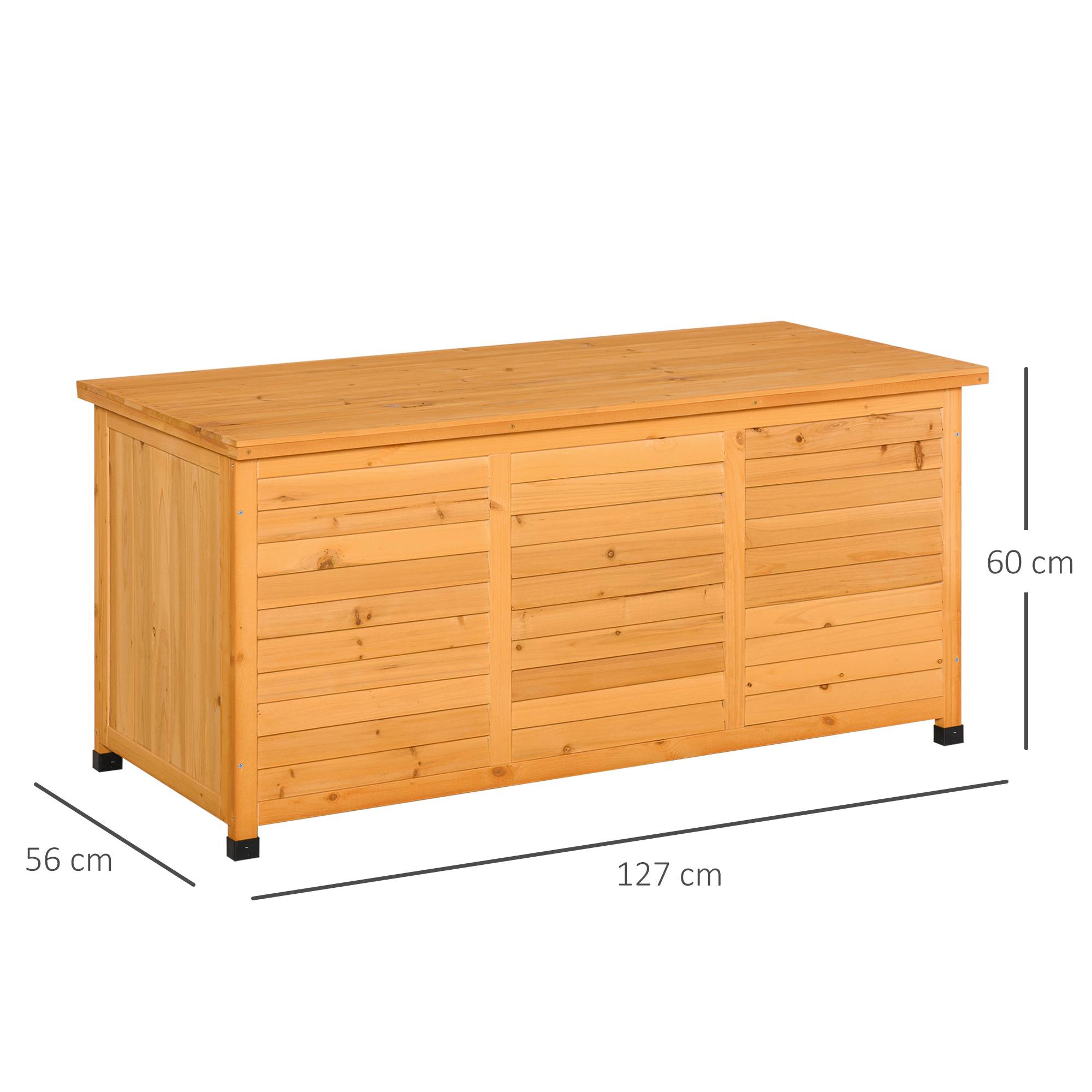 ComfortXL - Coffre de rangement jardin bois de sapin 127 x 56 x 60 cm jaune extérieur multifonction assise et établi - Image 3