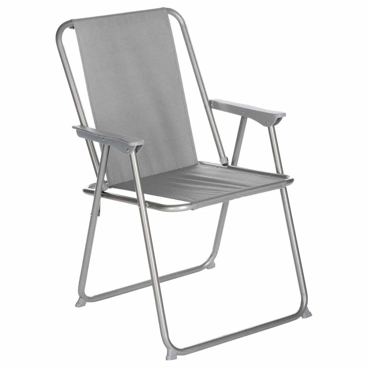 Importdistrib - Chaise De Camping Pliable Fauteuil En Metal Et Textilene Gris Anthracite 53x55xh75 cm IMPORTDISTRIB - Image 1