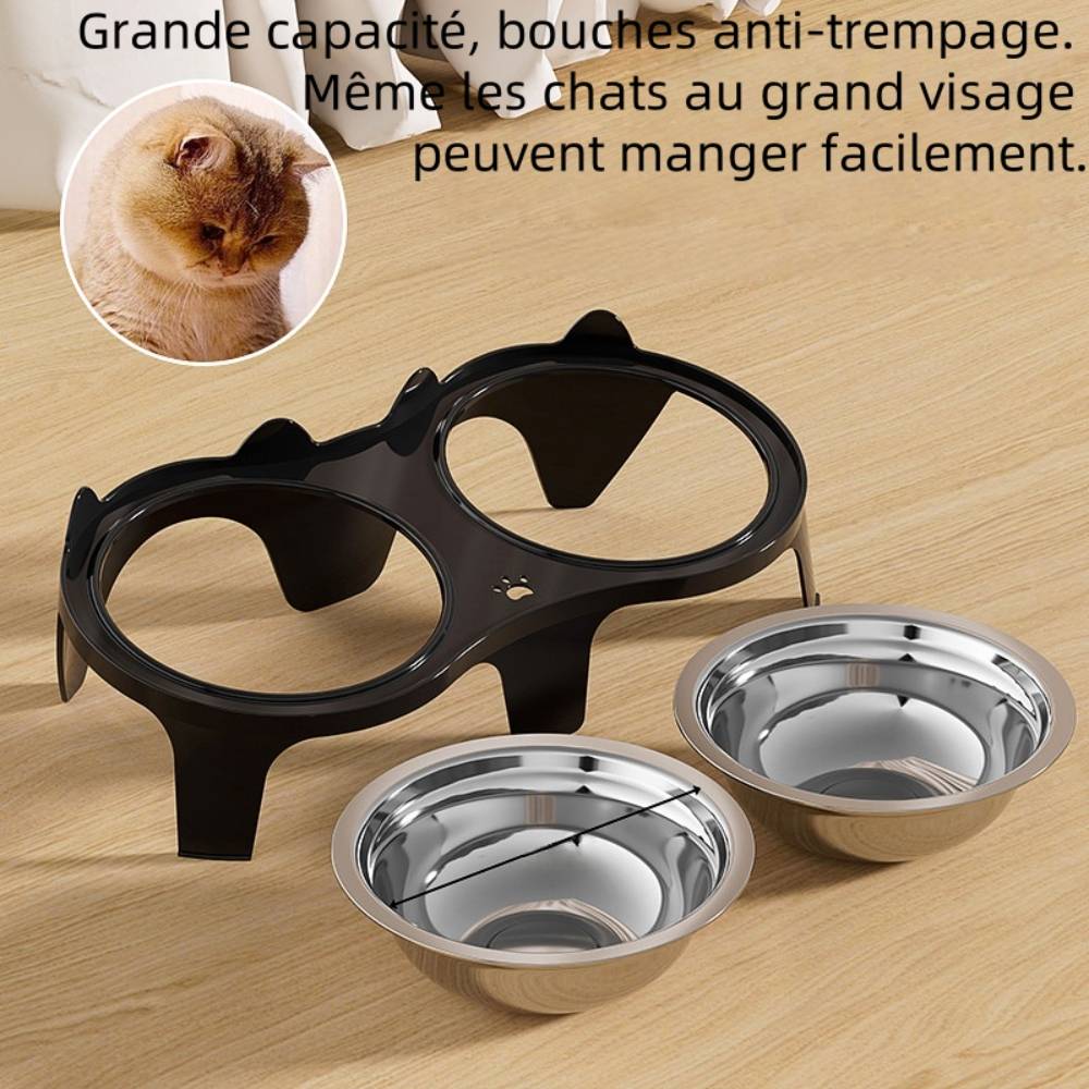 Gamelle surélevée noire en acier inoxydable pour chat - IntiMeg - Image 2
