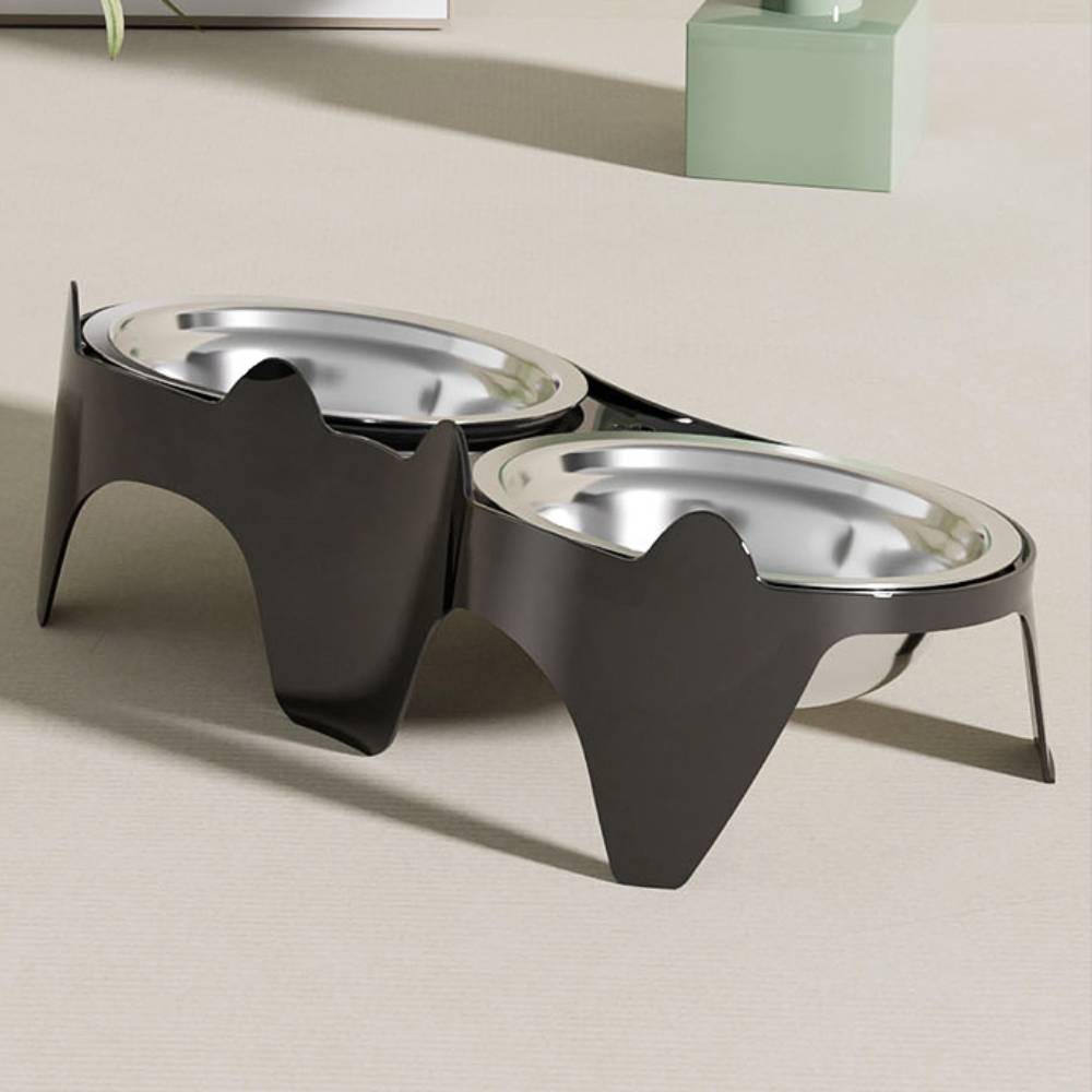 Gamelle surélevée noire en acier inoxydable pour chat - IntiMeg - Image 3