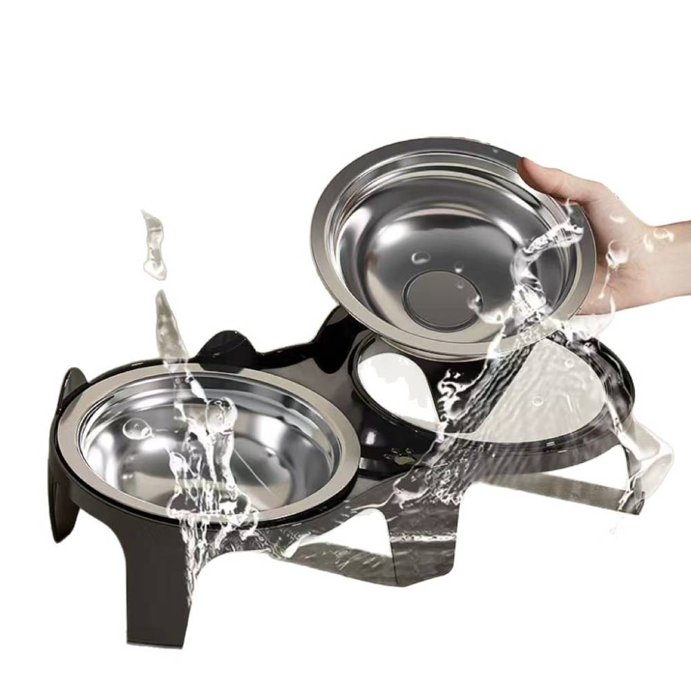 Gamelle surélevée noire en acier inoxydable pour chat - IntiMeg - Image 4