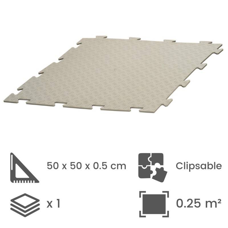 Dalle clipsable intérieur/extérieur Motif "métal strié" - Gris clair 50 x 50 cm - ArtPlast - Image 2