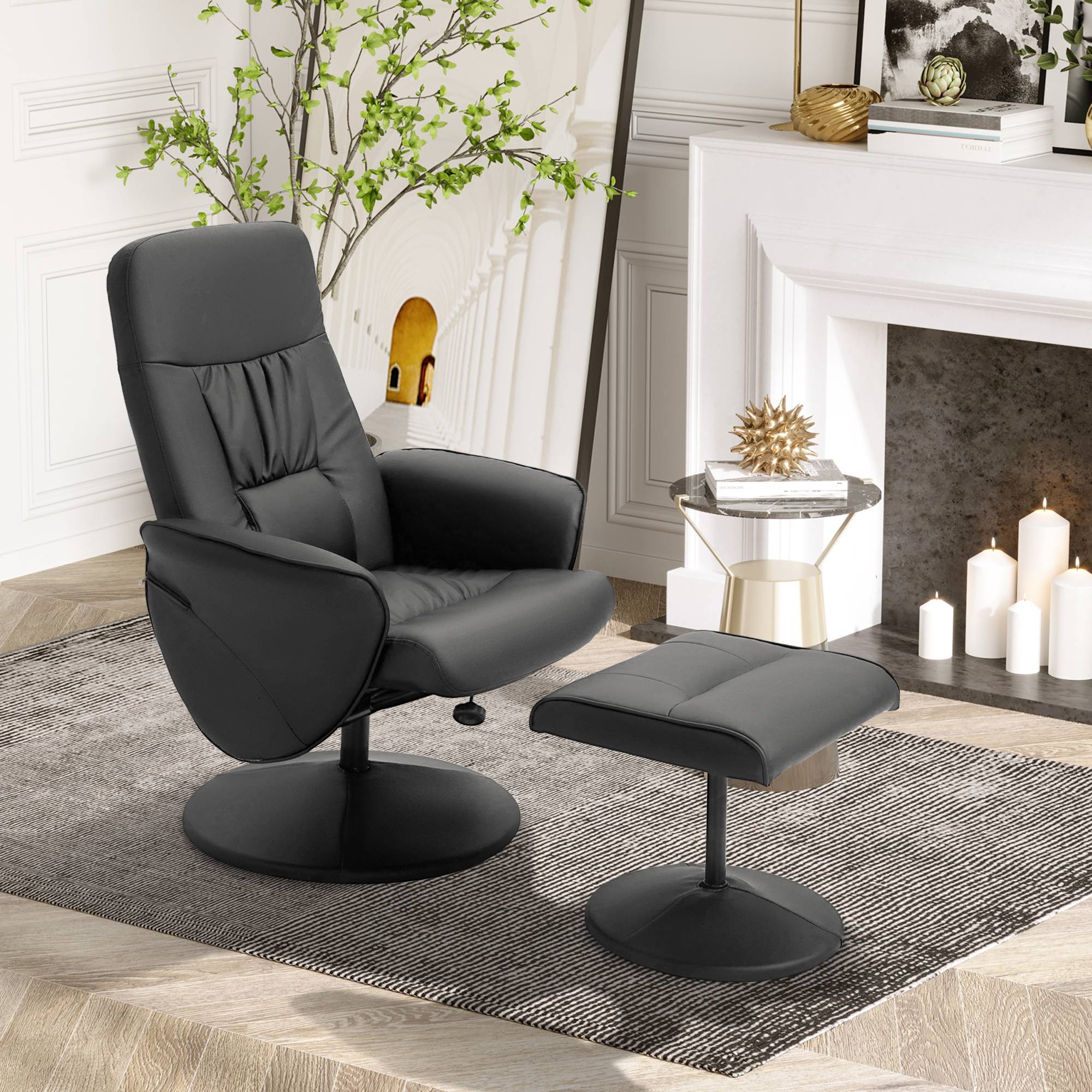 Sans Marque - Fauteuil relax avec repose-pied fauteuil de relaxation relaxant pivotant 360° et dossier inclinable pour TV - Image 3