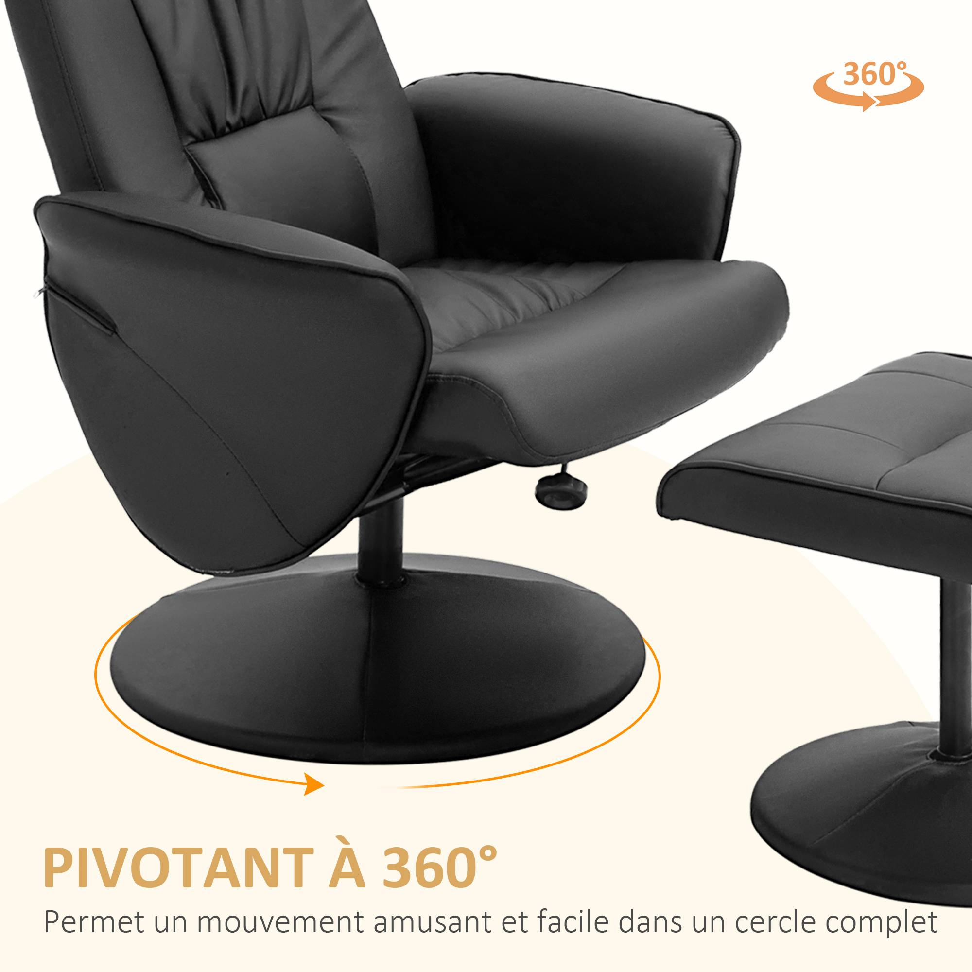 Sans Marque - Fauteuil relax avec repose-pied fauteuil de relaxation relaxant pivotant 360° et dossier inclinable pour TV - Image 7