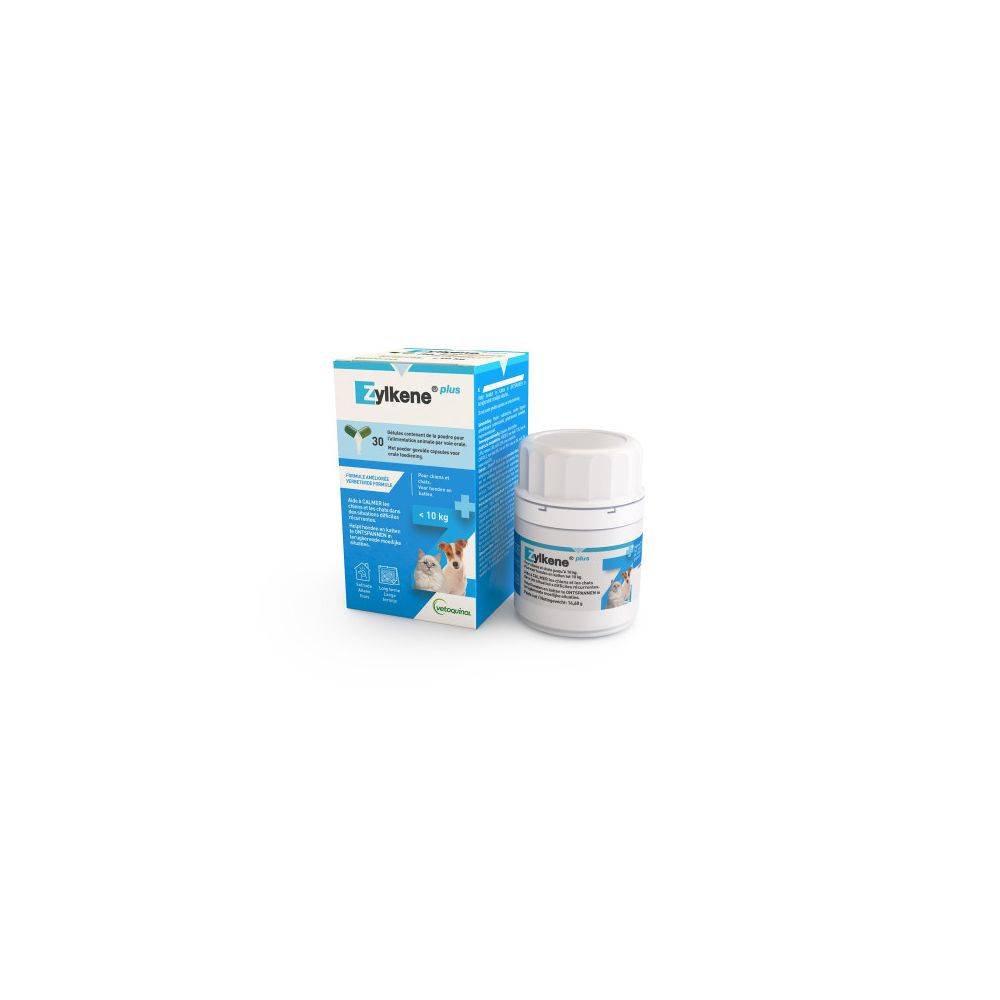 Zylkène Plus 75 mg pour chat et petit Chiens (1-10 kg) - Vetoquinol 30 gélules