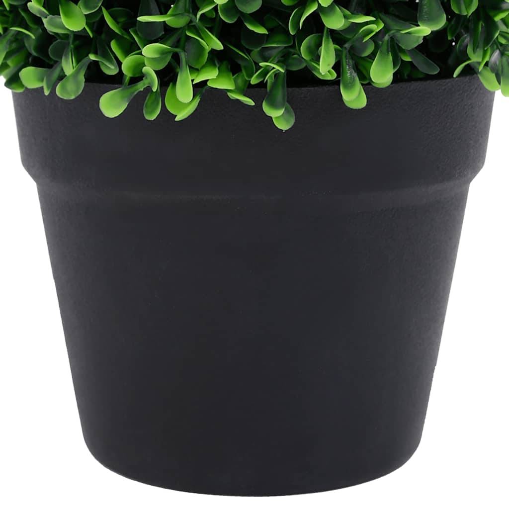 Plantes de buis artificiel en pot polyéthylène vert 29.5 x 29.5 x 37 cm - PANGIVO - Image 5