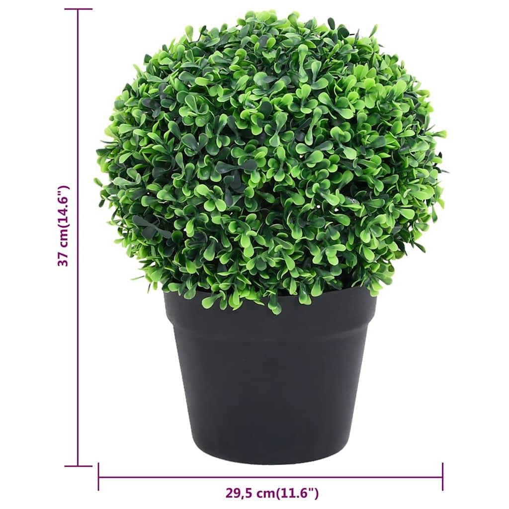 Plantes de buis artificiel en pot polyéthylène vert 29.5 x 29.5 x 37 cm - PANGIVO - Image 6