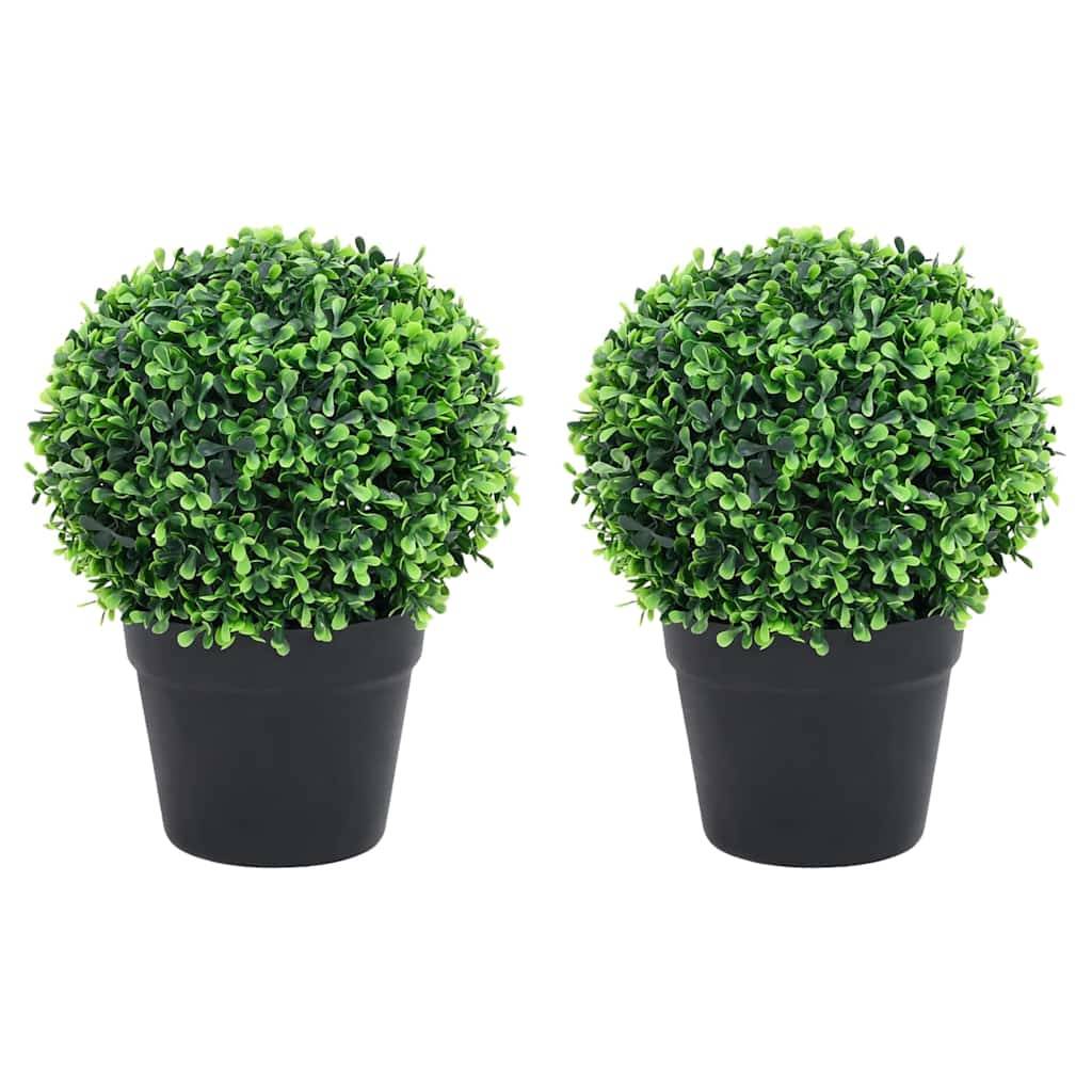 Plantes de buis artificiel en pot polyéthylène vert 29.5 x 29.5 x 37 cm - PANGIVO - Image 1