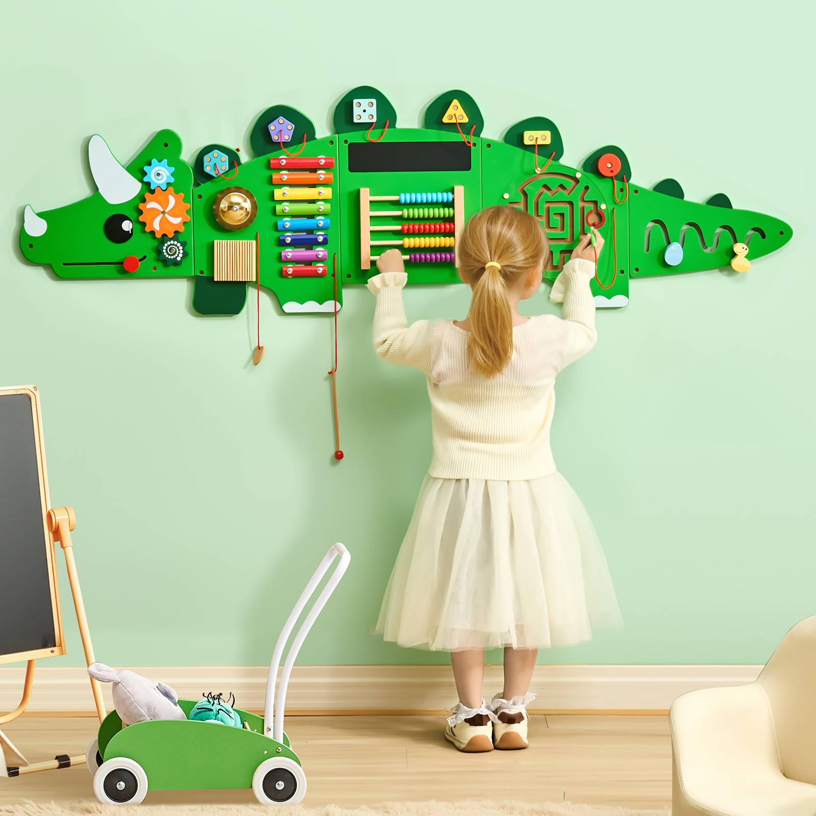 Vevor - Vevor Panneaux Muraux D'activités Dinosaure Jouet Mural Sensoriel Enfant 11 Jeux - Image 8