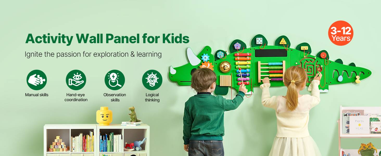 Vevor - Vevor Panneaux Muraux D'activités Dinosaure Jouet Mural Sensoriel Enfant 11 Jeux - Image 9
