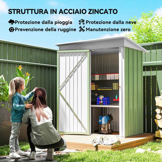 ComfortXL - Armoire de jardin en acier avec porte verrouillable et étagères 161x95x181 cm vert - ComfortXL Outdoor Living - Image 6