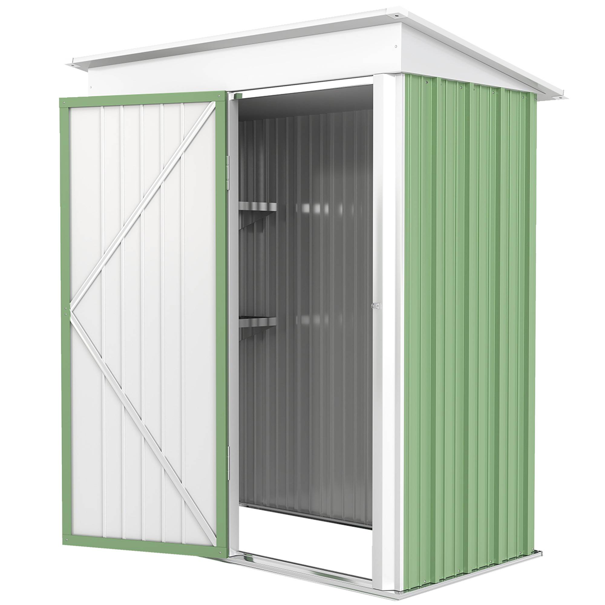 ComfortXL - Armoire de jardin en acier avec porte verrouillable et étagères 161x95x181 cm vert - ComfortXL Outdoor Living - Image 2