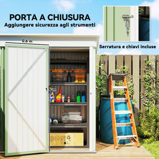 ComfortXL - Armoire de jardin en acier avec porte verrouillable et étagères 161x95x181 cm vert - ComfortXL Outdoor Living - Image 9