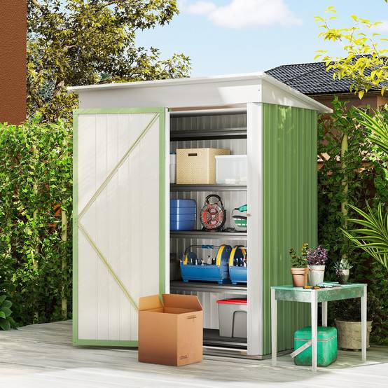 ComfortXL - Armoire de jardin en acier avec porte verrouillable et étagères 161x95x181 cm vert - ComfortXL Outdoor Living - Image 3
