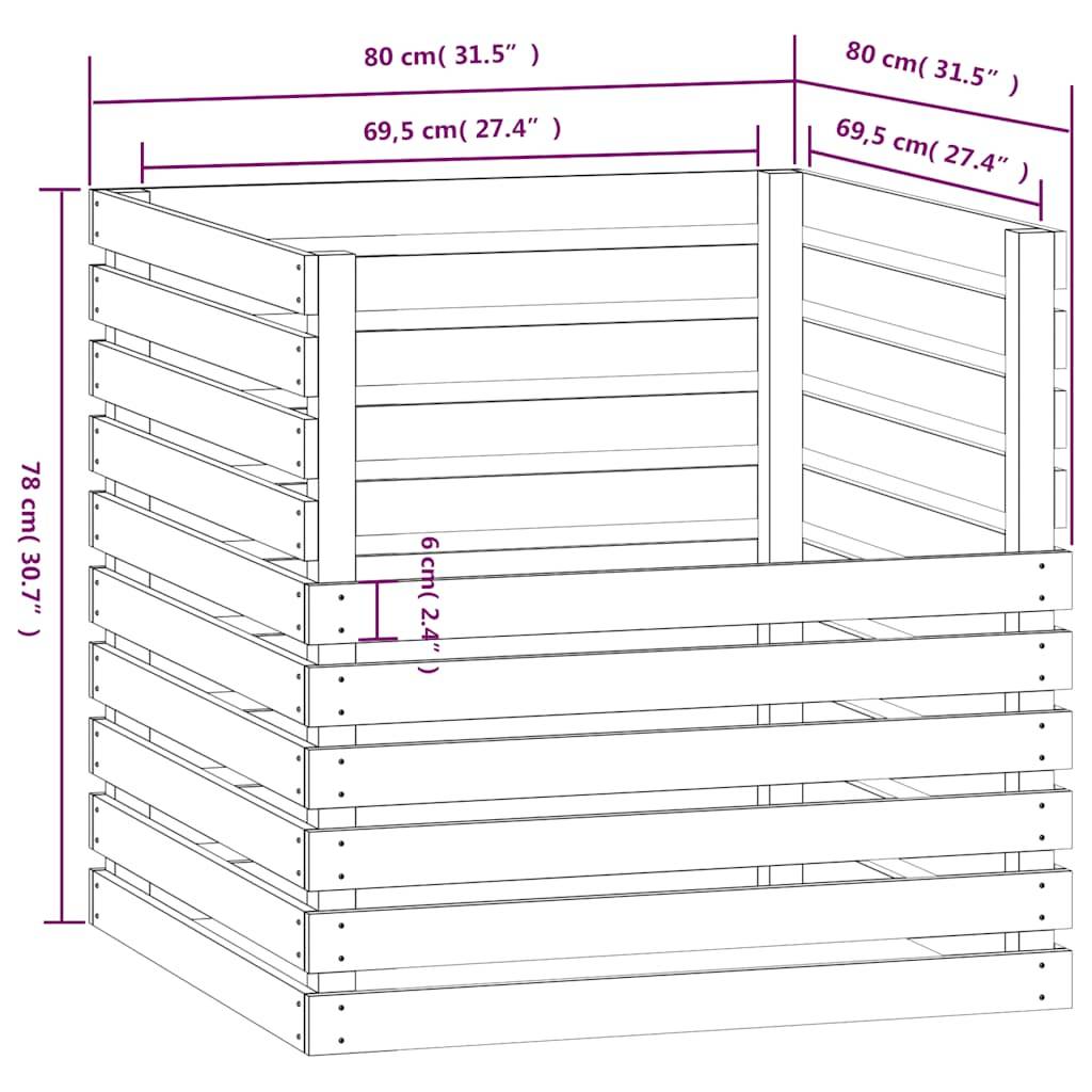 Vidaxl - Composteur Blanc 80x80x78 cm Bois massif de pin vidaXL 822188 - Image 3