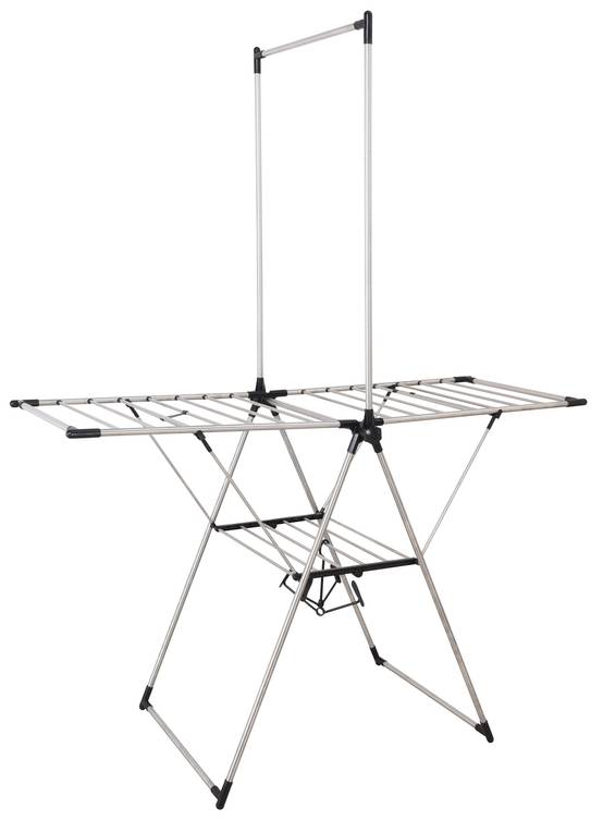Séchoir linge inox modèle T avec porte-chaussures - PRACTO HOME - Image 1