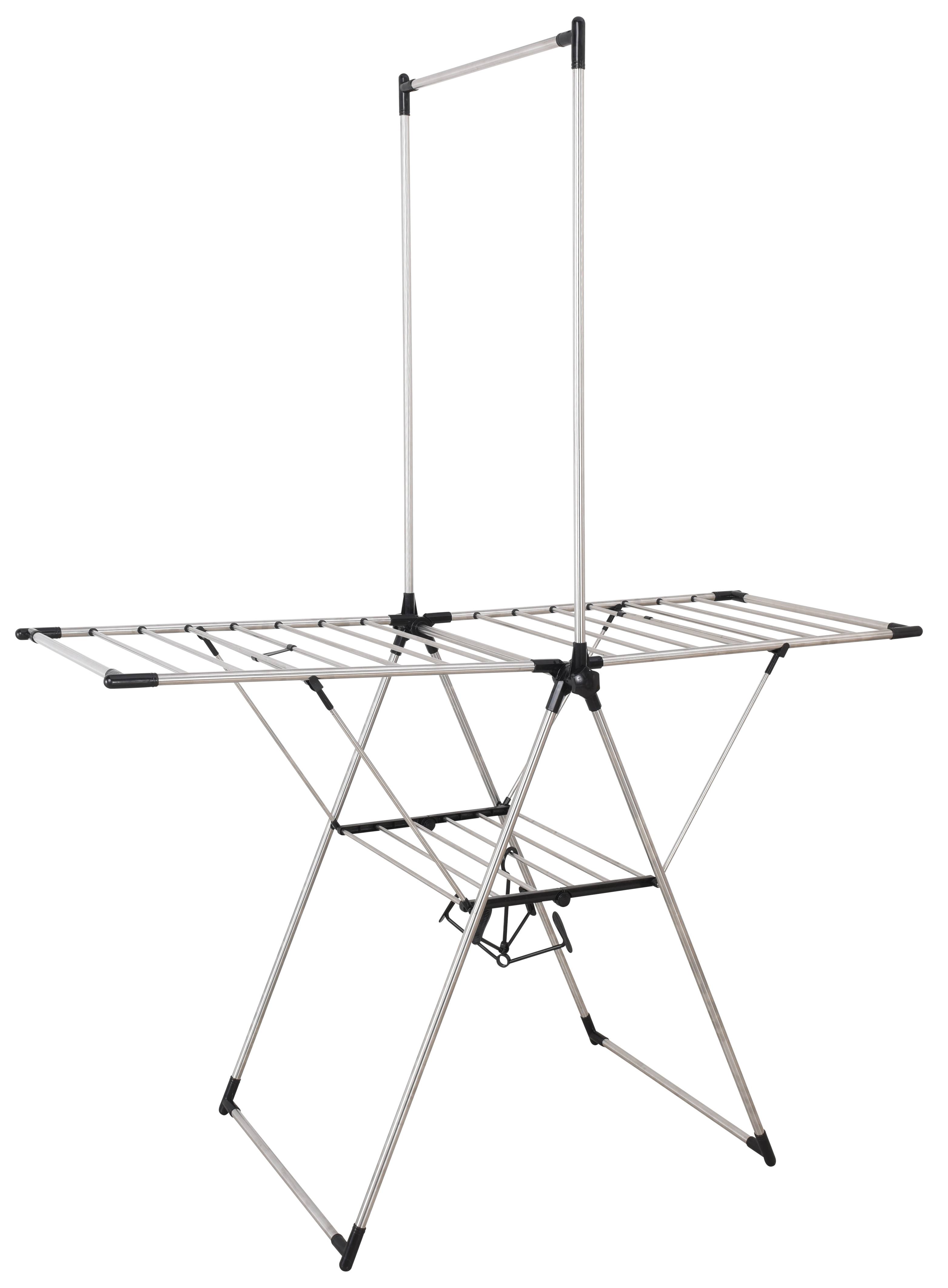 Séchoir linge inox modèle T avec porte-chaussures - PRACTO HOME - Image 1