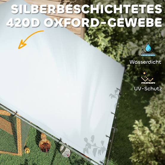 Poulailler en acier, avec toile imperméable résistante aux UV, verrou de sécurité, pour 10 à 15 poules, 3 x 3,4 x 1,9 m, argent. - Image 9