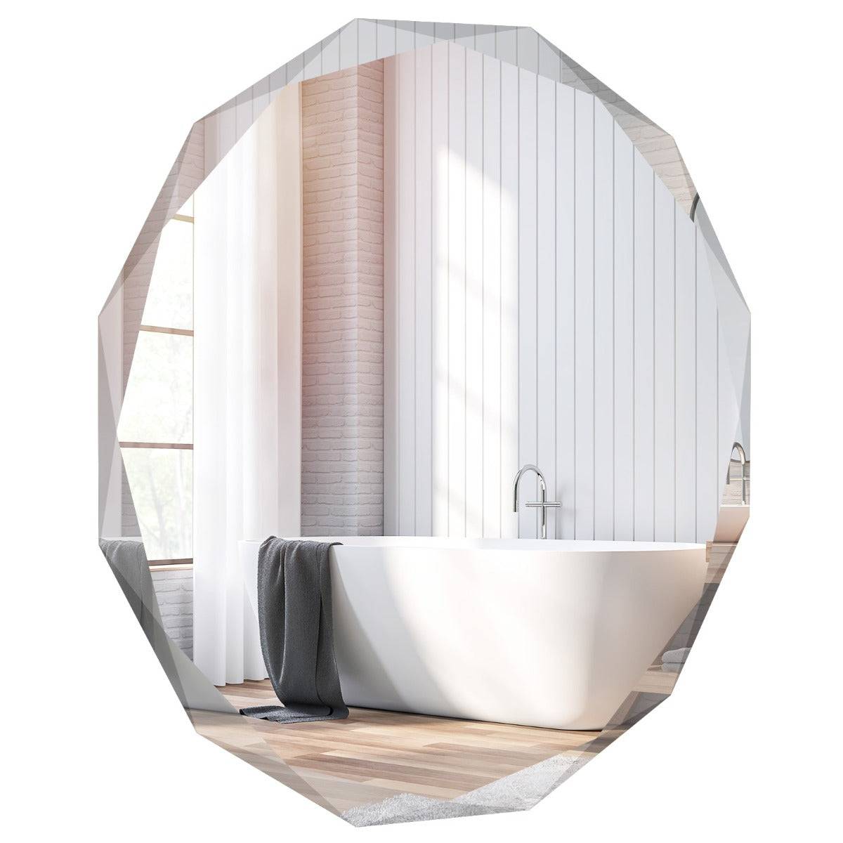 Helloshop26 - Miroir de courtoisie mural sans cadre miroir décoratif 76 cm antidéflagrant bords biseautés uniques poli argenté qualité supérieure - Image 1