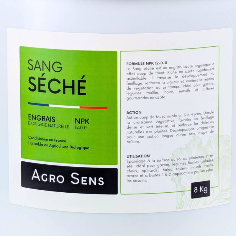 Sang séché - Engrais azoté, coup de fouet - Seau 8 kg - Image 2