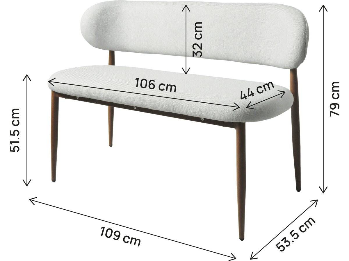 Habitat Et Jardin - Banc De Salle à Manger En Tissu - 110 Cm - "sélène" - 3 Places - Gris Clair Et Marron -habitat Et Jardin - Image 3