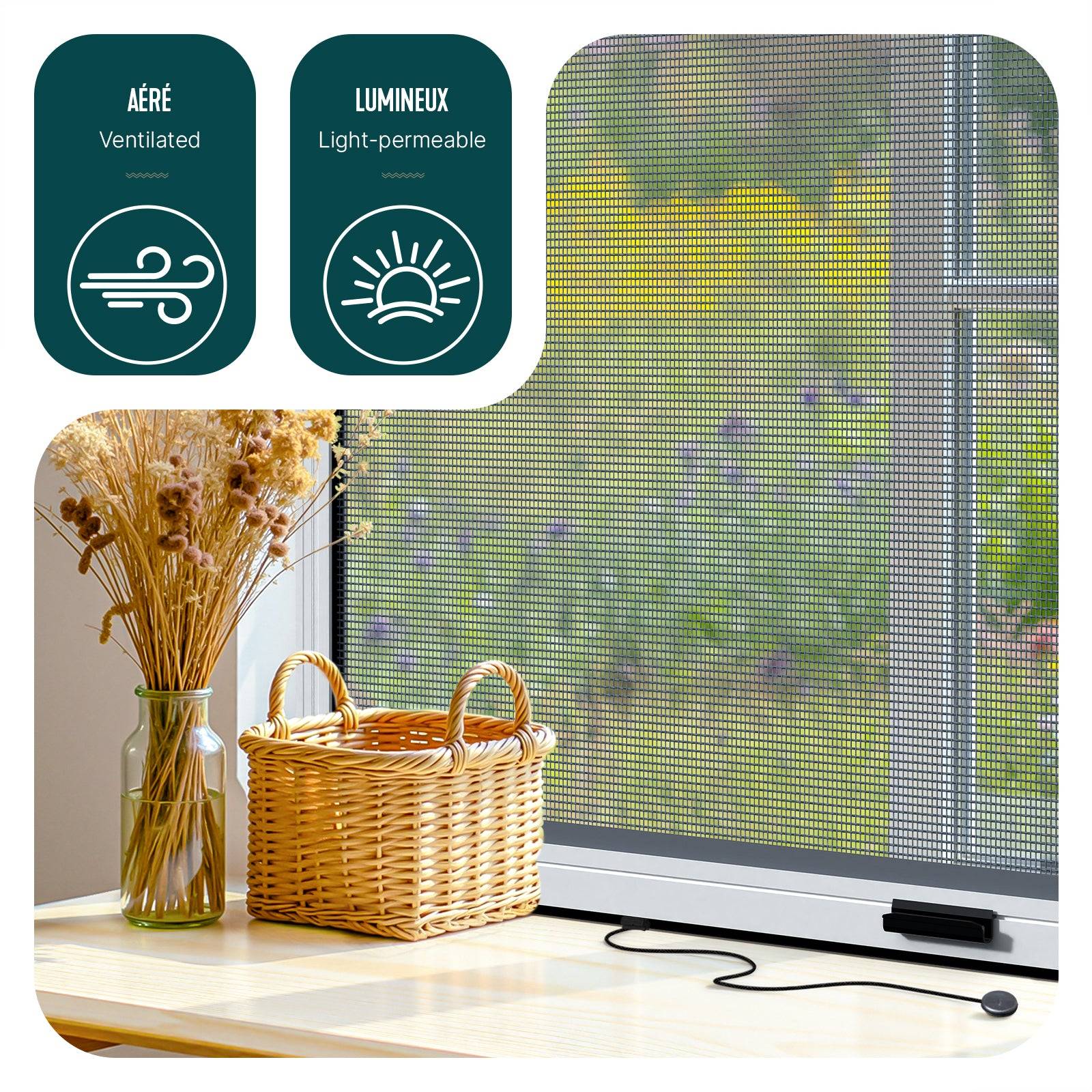Vounot - Moustiquaire de fenêtre L80 x H130 cm enroulable et recoupable en aluminium blanc VOUNOT® - Image 2