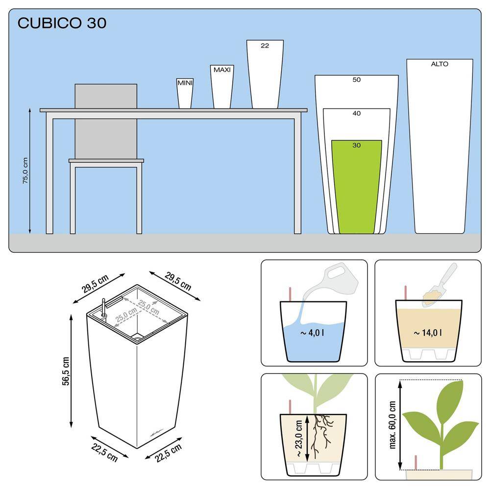 Lechuza - Cubico Premium 30 - kit complet,argent métallisé 56 cm Lechuza - Image 2