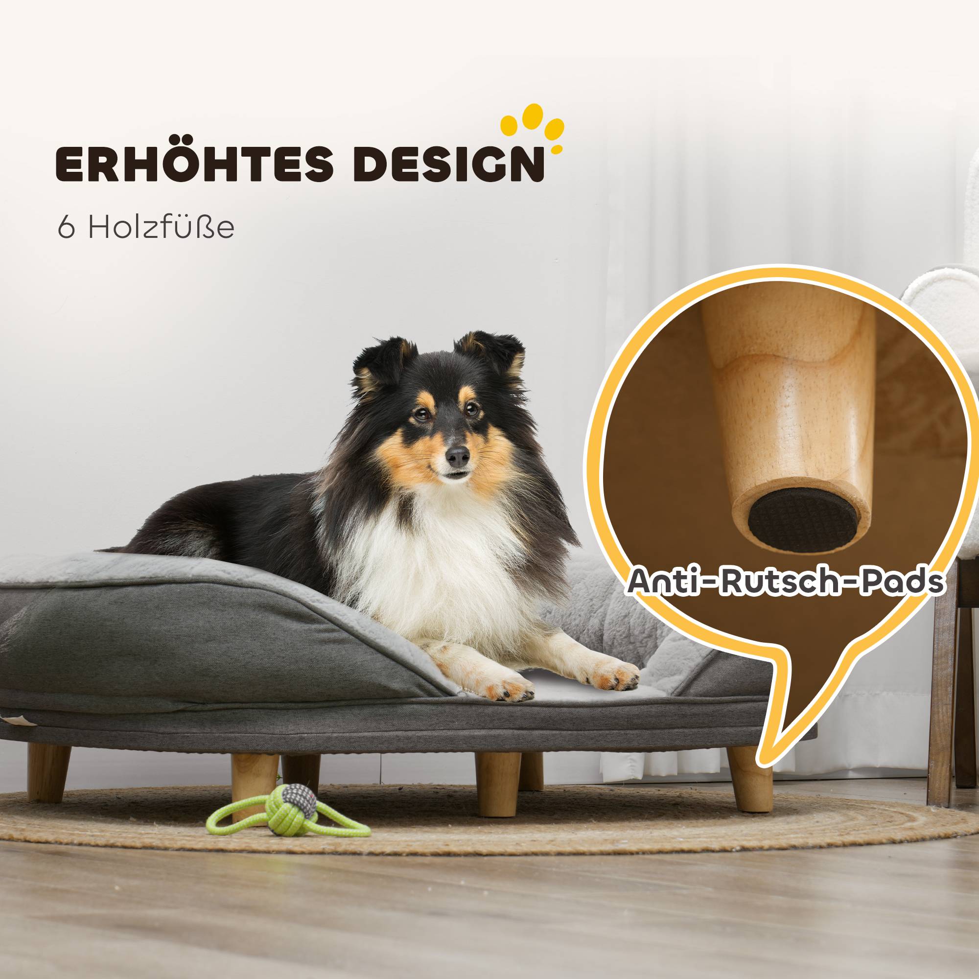 ComfortXL - Canapé pour chien polyester MDF 90 x 78 x 25 cm gris couchage surélevé housse amovible jusqu’à 25 kg - Image 7