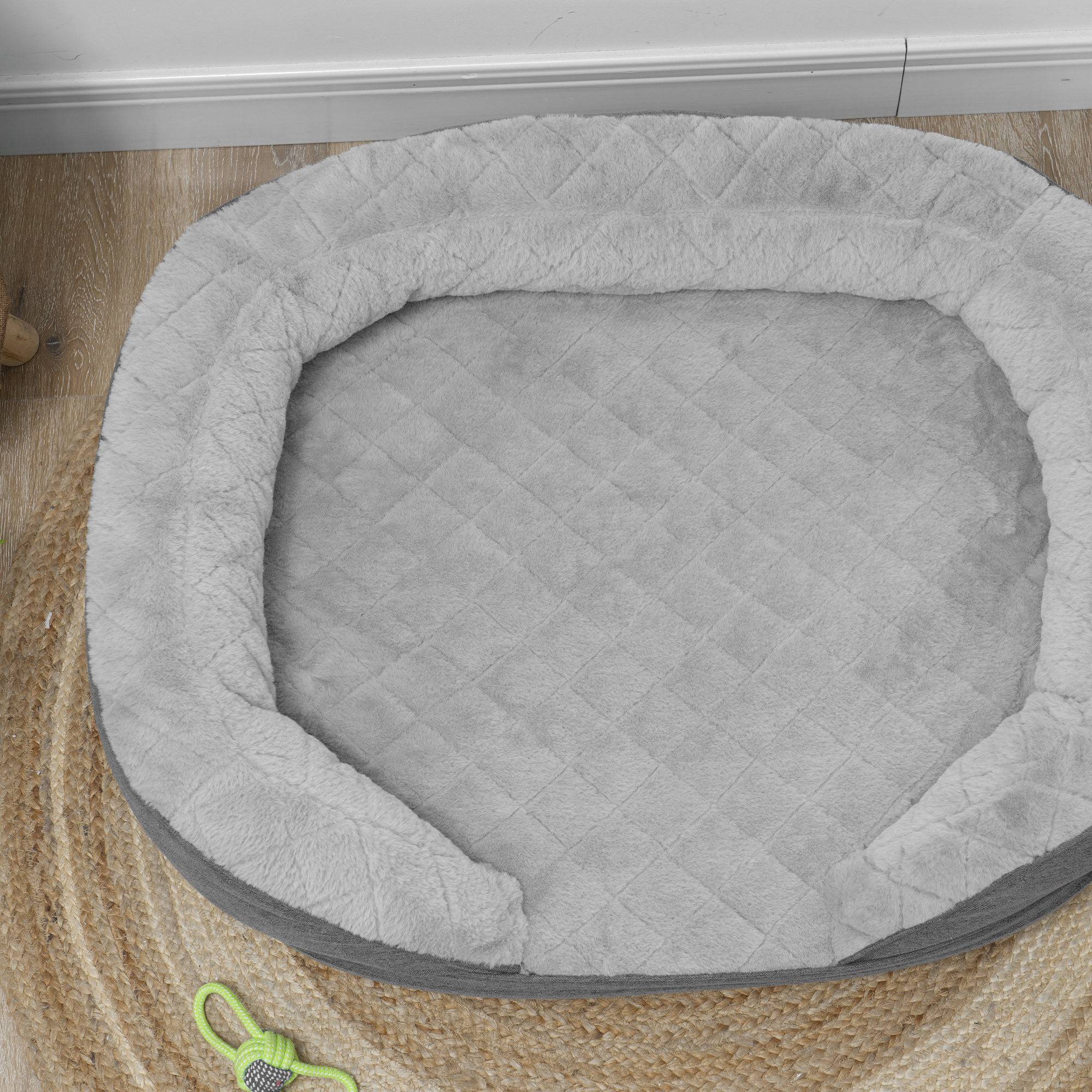 ComfortXL - Canapé pour chien polyester MDF 90 x 78 x 25 cm gris couchage surélevé housse amovible jusqu’à 25 kg - Image 8
