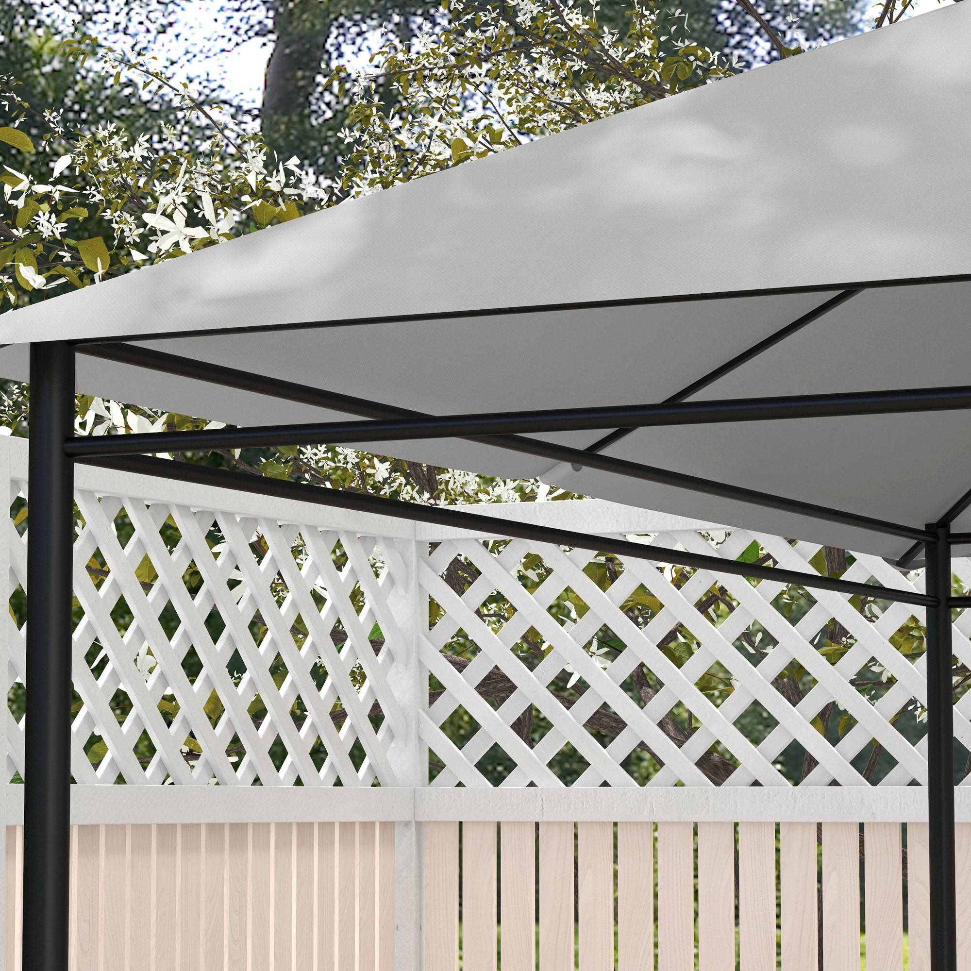 Outsunny - Toile de remplacement pour pavillon tonnelle tente gazebo jardin 3x4m toit de rechange anti-UV tissu polyester haute densité gris clair - Outsunny - Image 8
