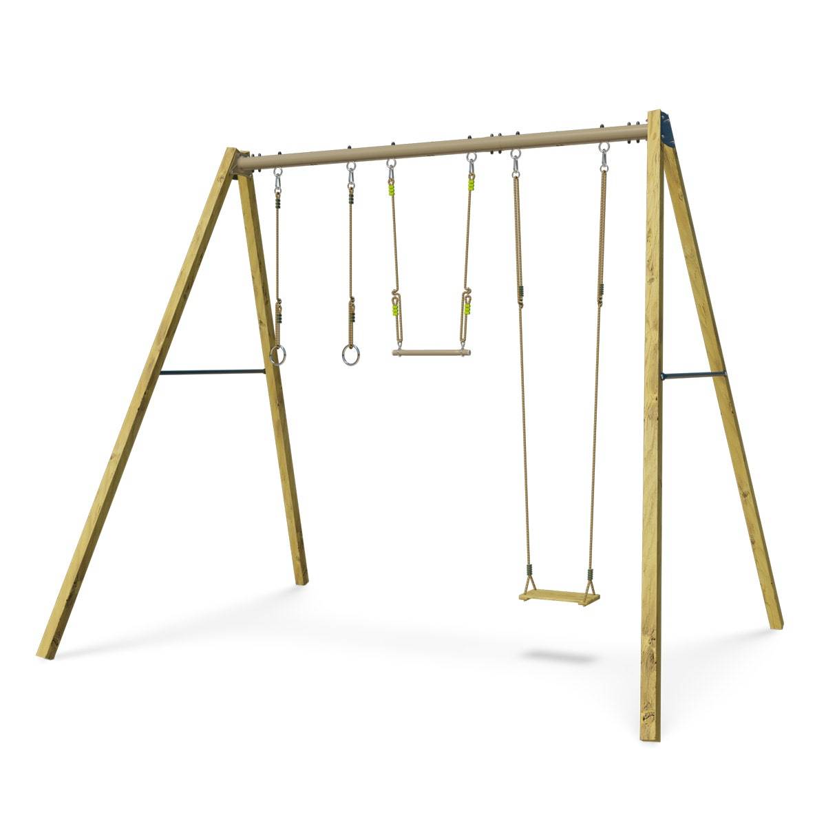 Balançoire en bois poutre métal 3 m Adulte SKYLER - 3 personnes - Image 1