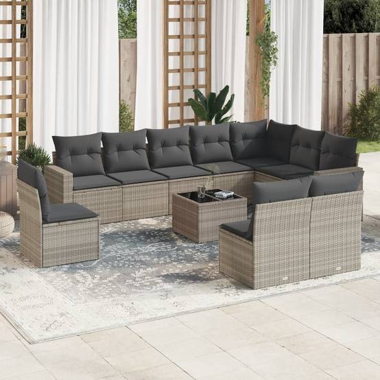 ComfortXL - Salon de jardin bas 11 pièces Résine Tressée Gris Clair avec Coffres de Rangement – ComfortXL Outdoor Living - Image 1