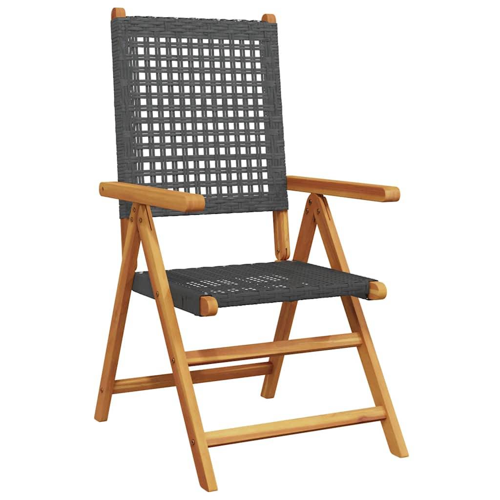 PANGIVO - Chaise de jardin inclinable bois d’acacia et résine tressée noir 57 x 70 x 85-109 cm - PANGIVO - Image 3