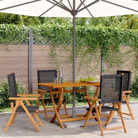 PANGIVO - Chaise de jardin inclinable bois d’acacia et résine tressée noir 57 x 70 x 85-109 cm - PANGIVO - Image 1