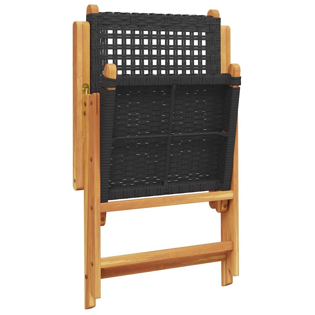 PANGIVO - Chaise de jardin inclinable bois d’acacia et résine tressée noir 57 x 70 x 85-109 cm - PANGIVO - Image 7