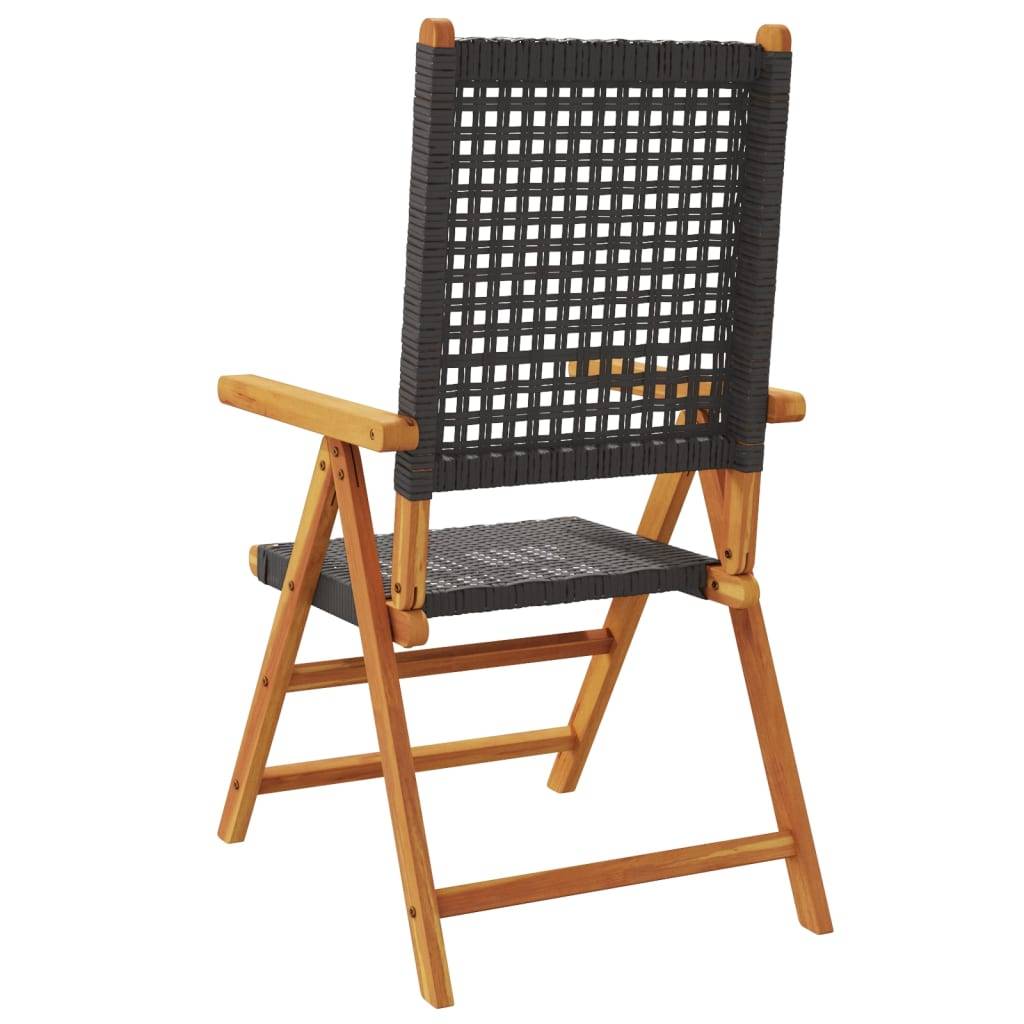 PANGIVO - Chaise de jardin inclinable bois d’acacia et résine tressée noir 57 x 70 x 85-109 cm - PANGIVO - Image 6