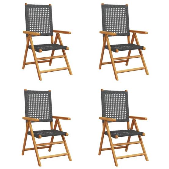 PANGIVO - Chaise de jardin inclinable bois d’acacia et résine tressée noir 57 x 70 x 85-109 cm - PANGIVO - Image 2