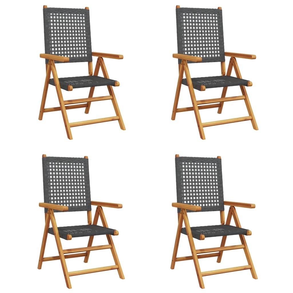 PANGIVO - Chaise de jardin inclinable bois d’acacia et résine tressée noir 57 x 70 x 85-109 cm - PANGIVO - Image 2