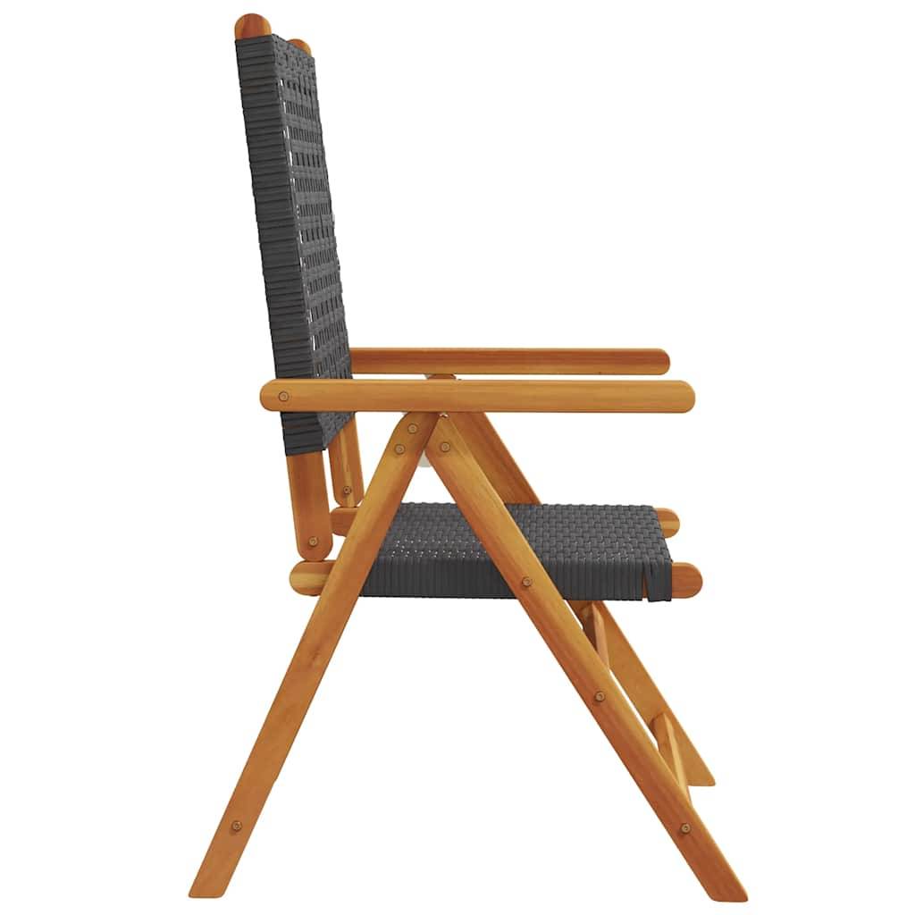 PANGIVO - Chaise de jardin inclinable bois d’acacia et résine tressée noir 57 x 70 x 85-109 cm - PANGIVO - Image 5