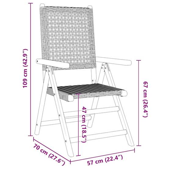 PANGIVO - Chaise de jardin inclinable bois d’acacia et résine tressée noir 57 x 70 x 85-109 cm - PANGIVO - Image 10