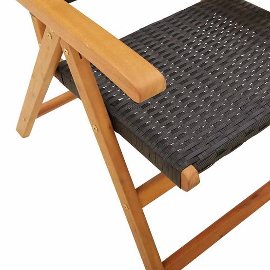 PANGIVO - Chaise de jardin inclinable bois d’acacia et résine tressée noir 57 x 70 x 85-109 cm - PANGIVO - Image 8
